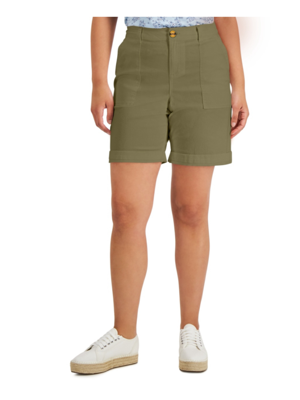 Style & Co Women's Size 6 Olive Green Rolled Cuff Bermuda Shorts NWT